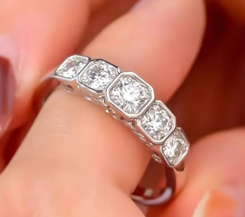 Rings Single Row Inlaid Zirconia Real Titanium Eternal Ring (7 M/N and 8 O/P) No Tarnish