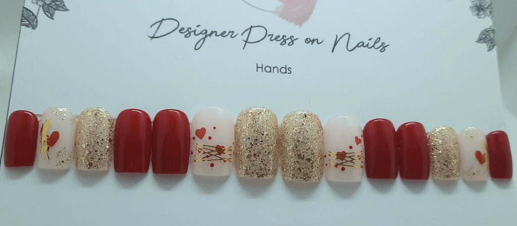 Designer Gel Press on Nails (24-26 Nails with Full Preparation Kit, Glue and Tabs)