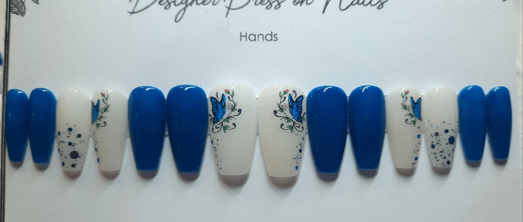 Designer Gel Press on Nails (24-26 Nails with Full Preparation Kit, Glue and Tabs)