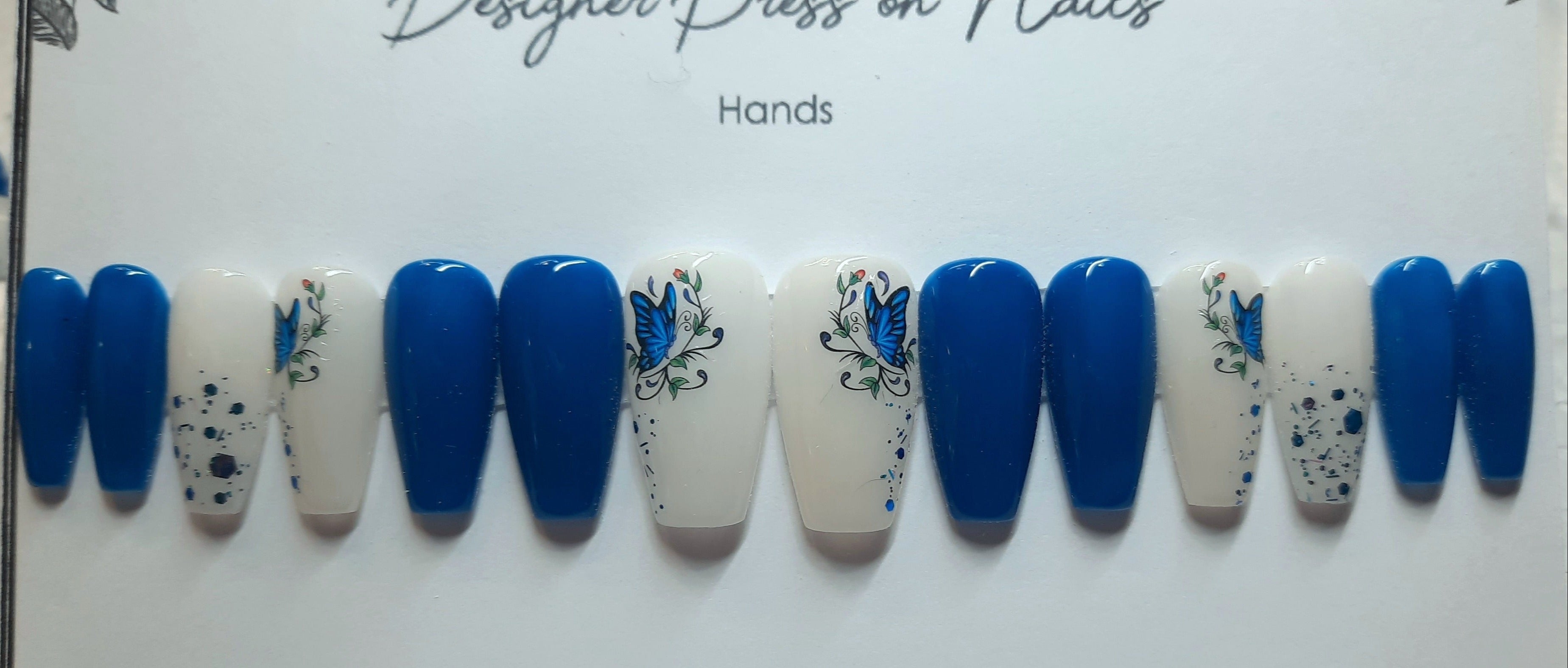 Designer Gel Press on Nails (24-26 Nails with Full Preparation Kit, Glue and Tabs)
