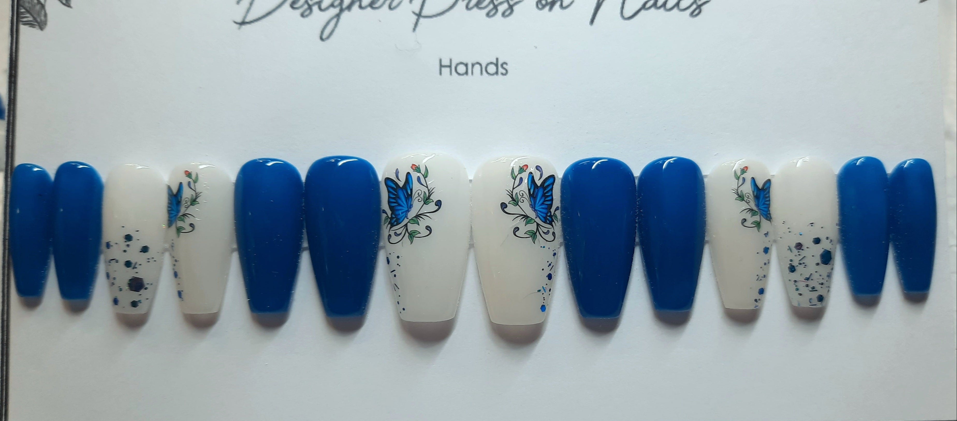 Designer Gel Press on Nails (24-26 Nails with Full Preparation Kit, Glue and Tabs)