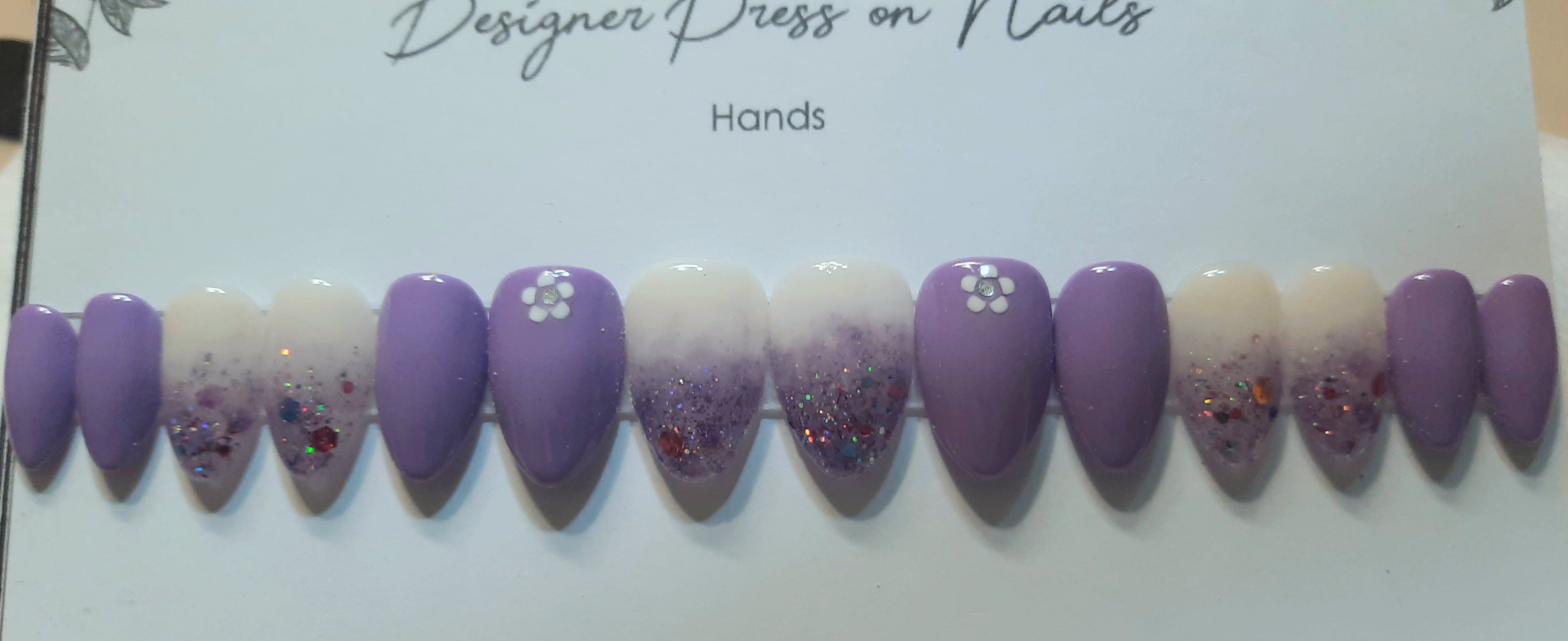 Designer Gel Press on Nails (24-26 Nails with Full Preparation Kit, Glue and Tabs)