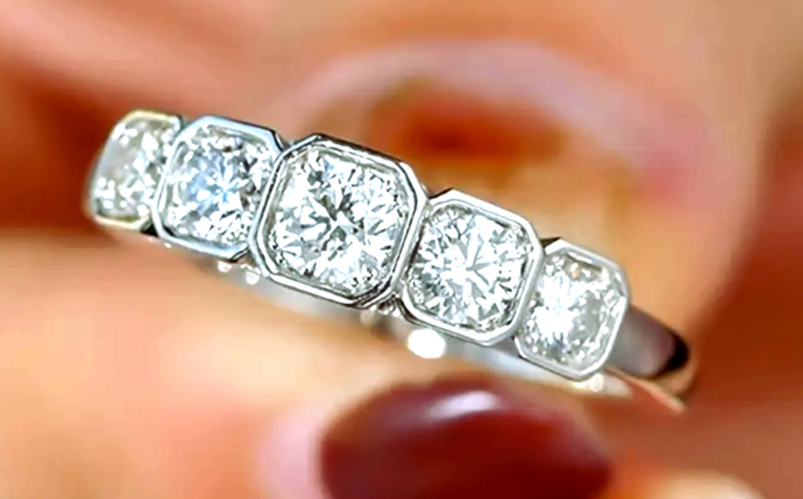 Rings Single Row Inlaid Zirconia Real Titanium Eternal Ring (7 M/N and 8 O/P) No Tarnish