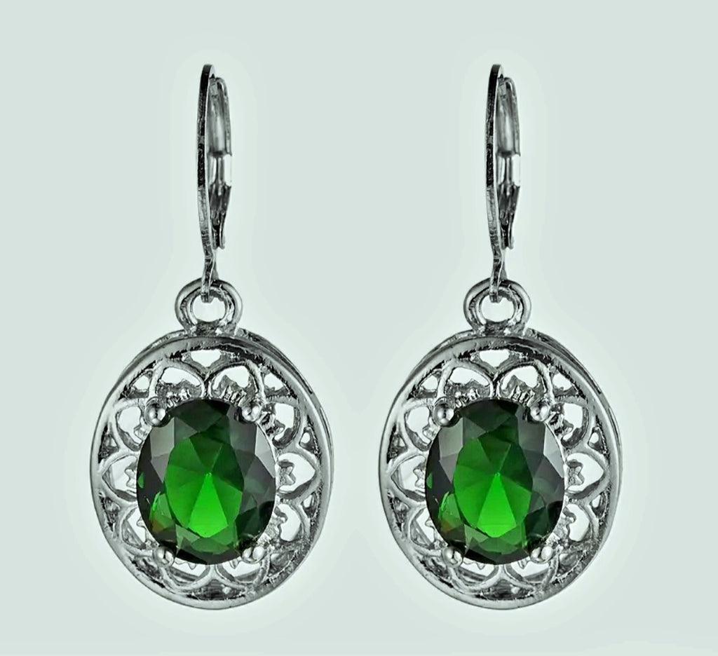 Earrings Victorian Style Emerald