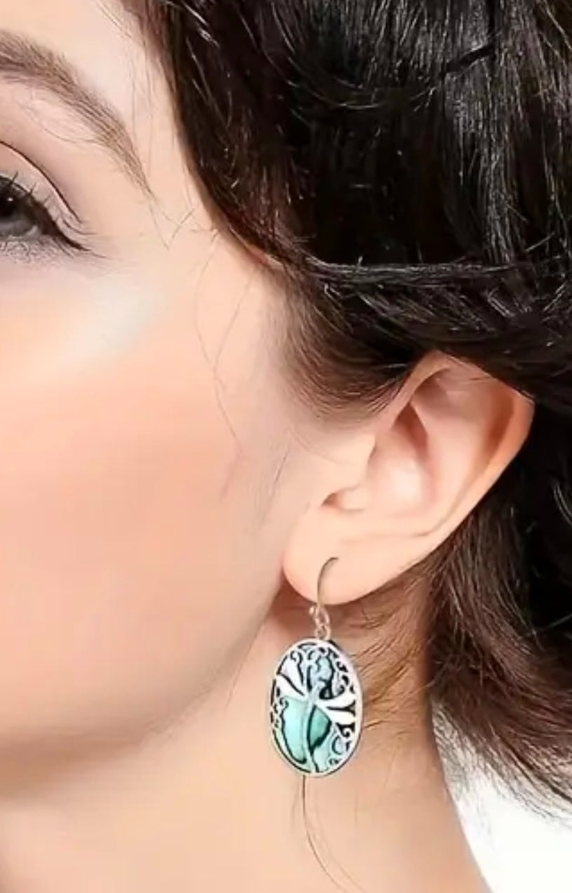 Earrings and Necklace Set Dragonfly Victorian Titanium Set
