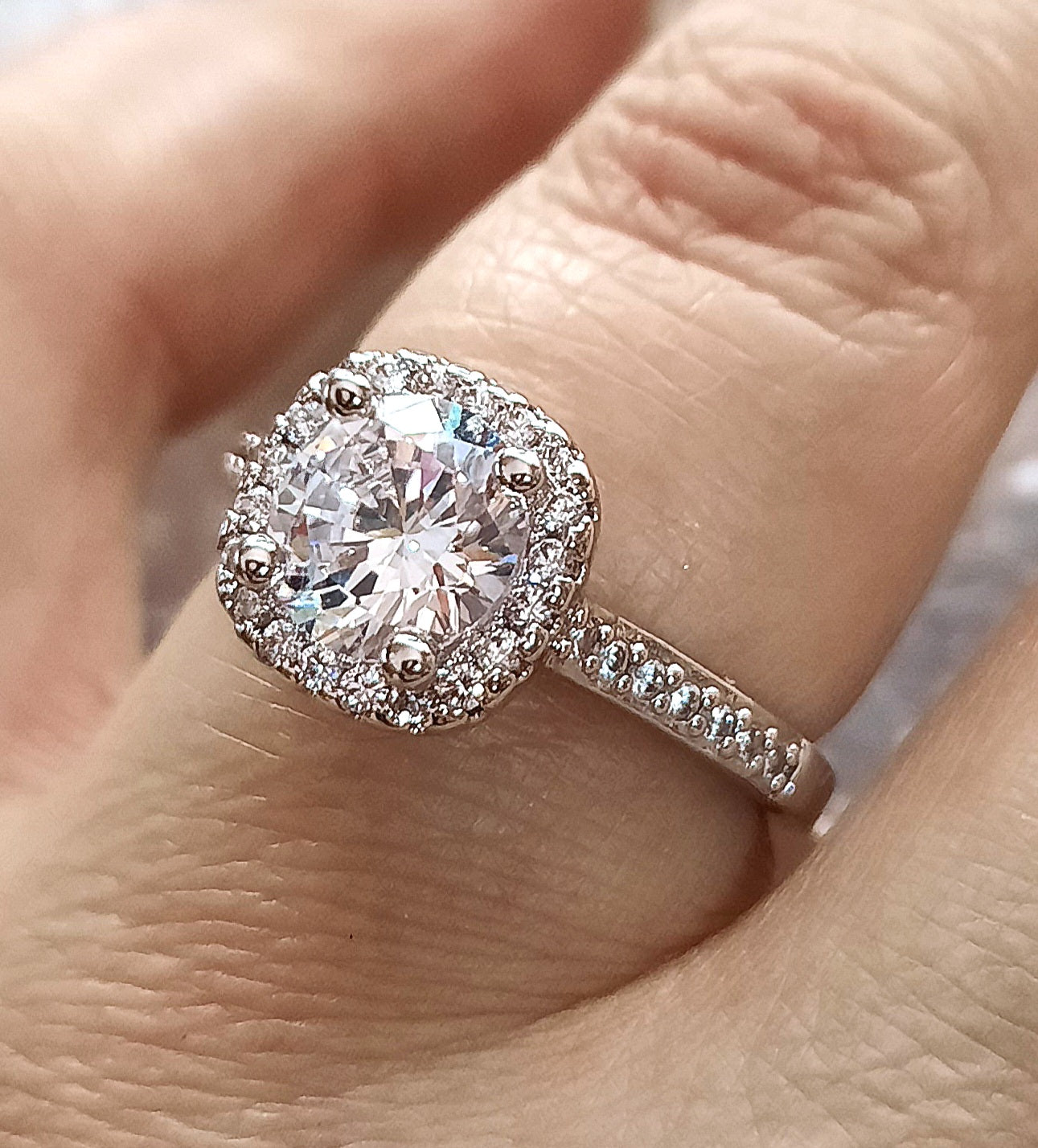 Rings 925 Sterling Silver Square Solitaire Moissanite