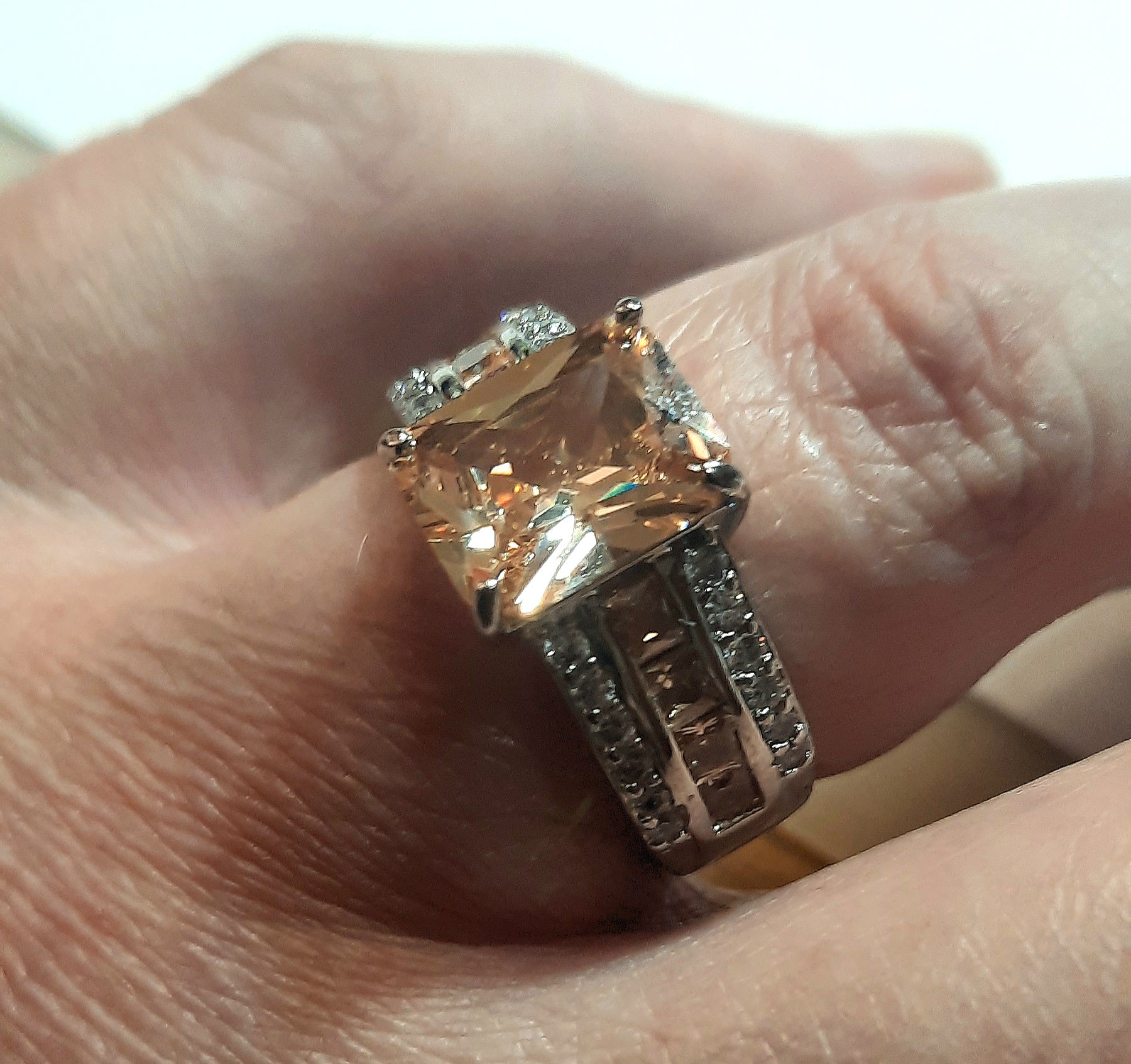 Rings 925 Silver Beautiful Champagne Stones with Zirconia's (No Tarnish)