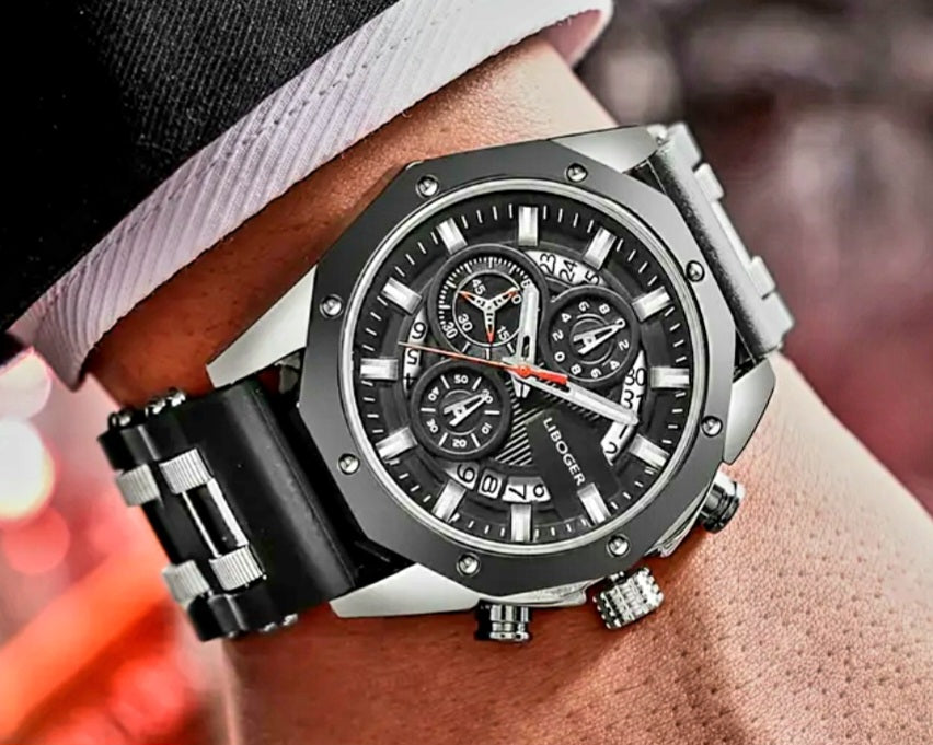 Watches Quartz Silicon and Pure Stainless Steel Mens Watch