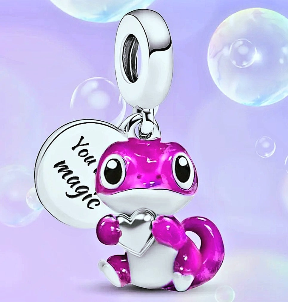 Charms 925 Silver Cute Gecko/Lizard Heat Color Changing Charms