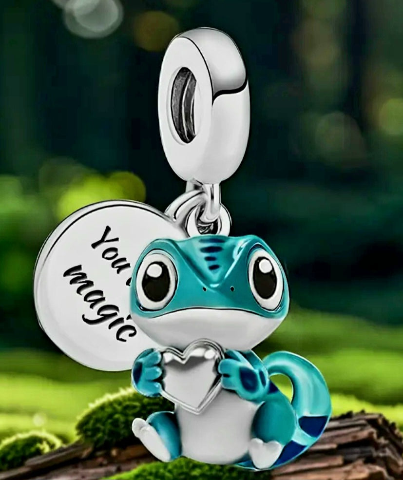 Charms 925 Silver Cute Gecko/Lizard Heat Color Changing Charms