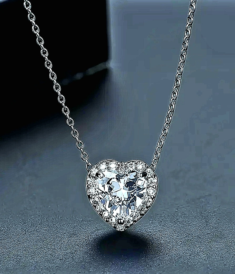 Necklaces Beautiful Heart Shaped Zirconia Necklaces in Pure Stainless Steel. Tarnish Resistant
