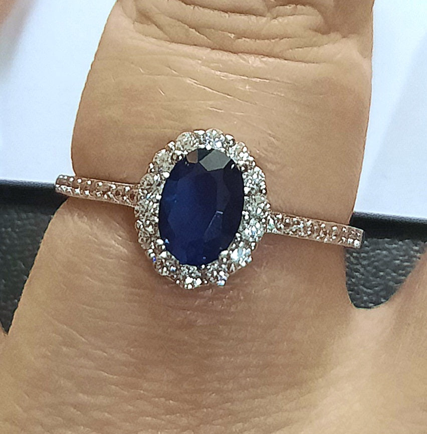 Rings 925 Sterling Silver Small Cut Princess Style Sapphire Zirconia Stone