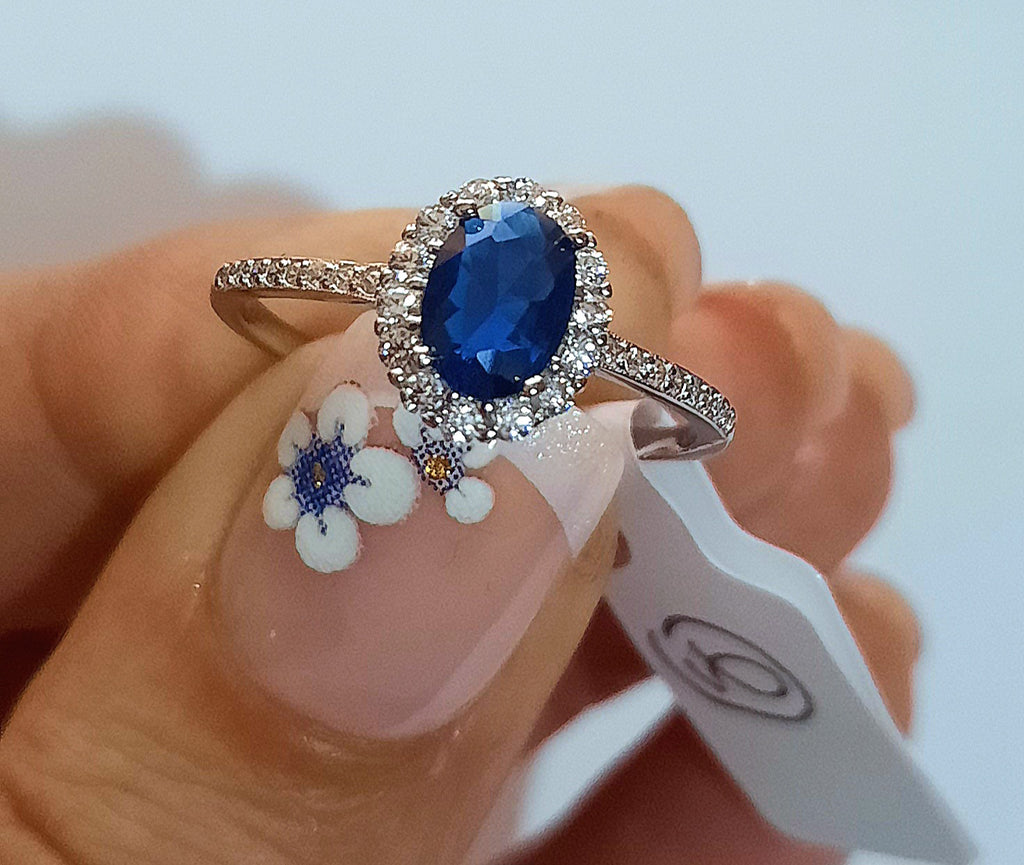 Rings 925 Sterling Silver Small Cut Princess Style Sapphire Zirconia Stone