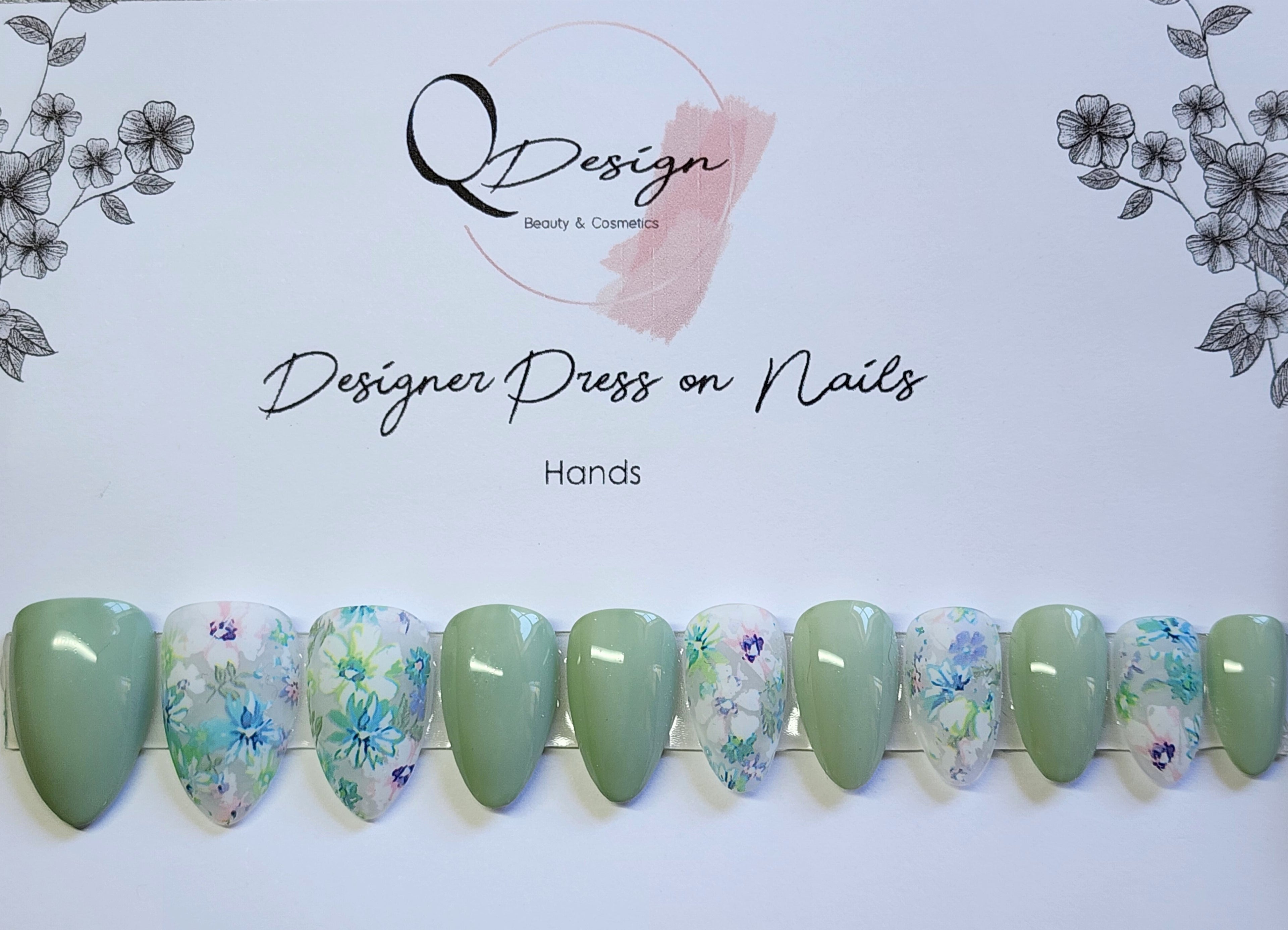 Designer Gel Press on Nails (24-26 Nails with Full Preparation Kit, Glue and Tabs)