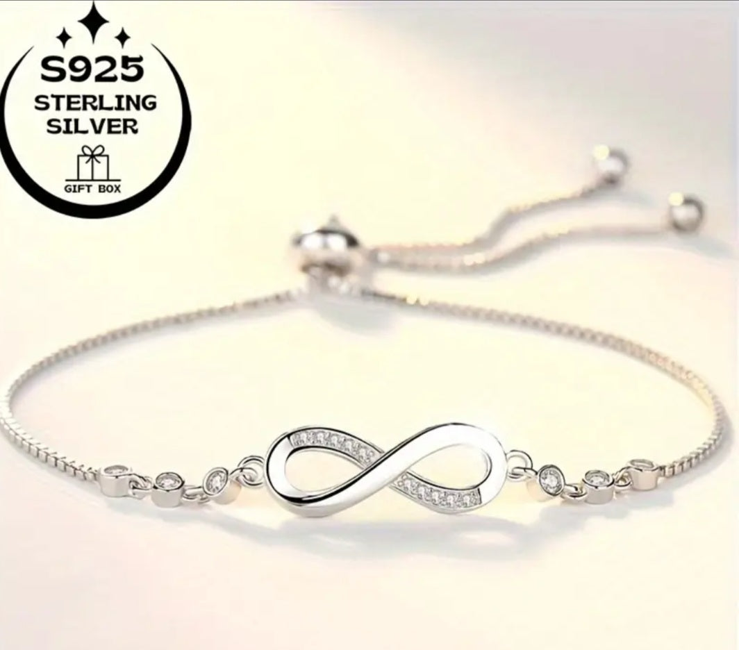 Bracelet 925 Sterling Infinity Zirconia's Adjustable