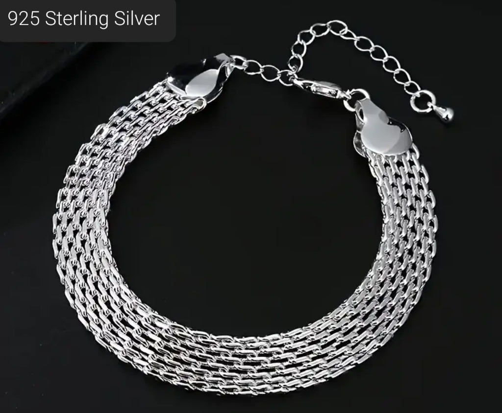 Bracelet 925 Sterling Soft Mesh Design Adjustable