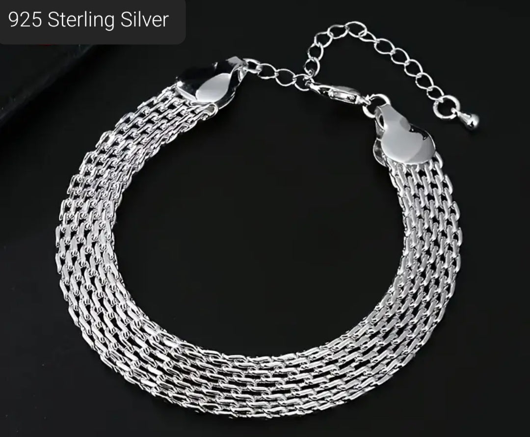 Bracelet 925 Sterling Soft Mesh Design Adjustable
