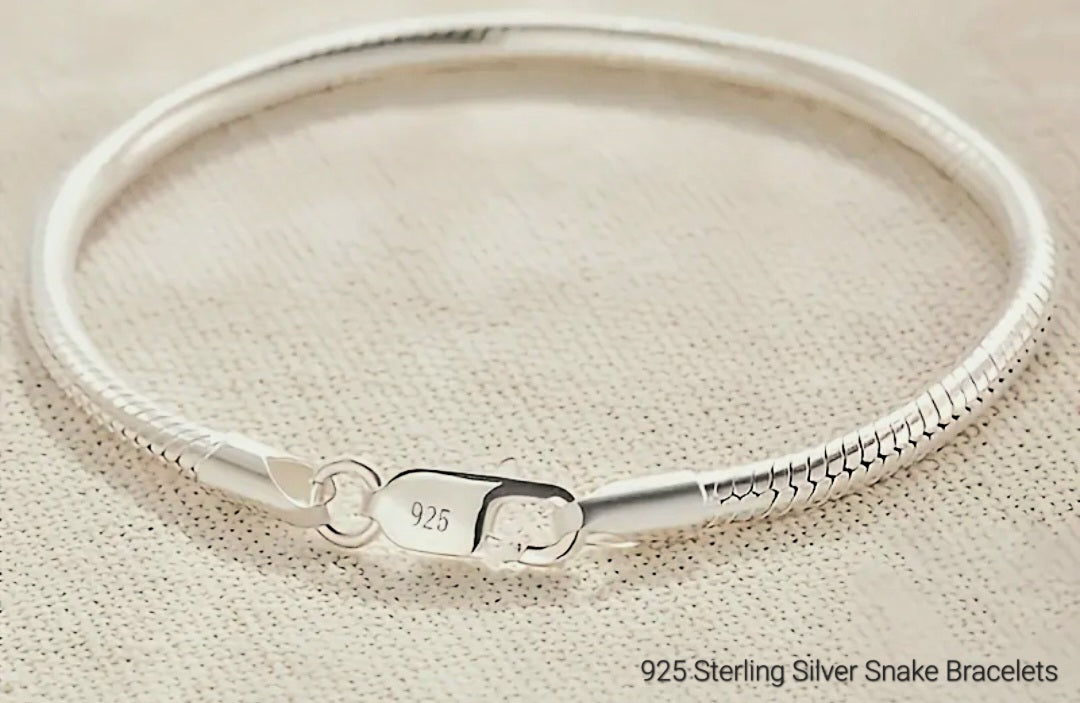 Bracelets 925 Sterling Snake Chain. Suitable to wear Charms or Plain.