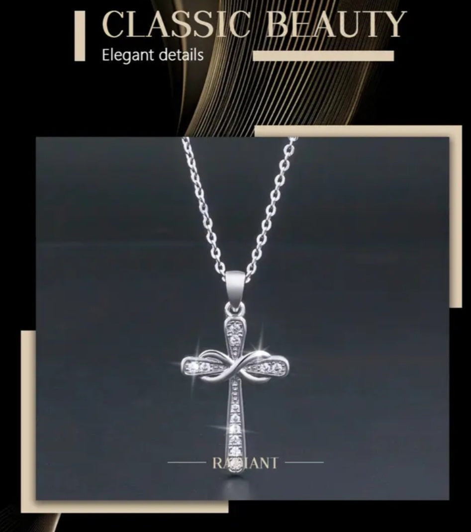 Necklace Titanium Infinity Cross with Zirconia's Small