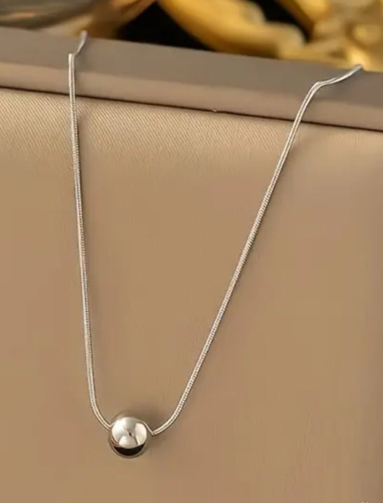 925 Sterling Small Ball Necklace Adjustable Size