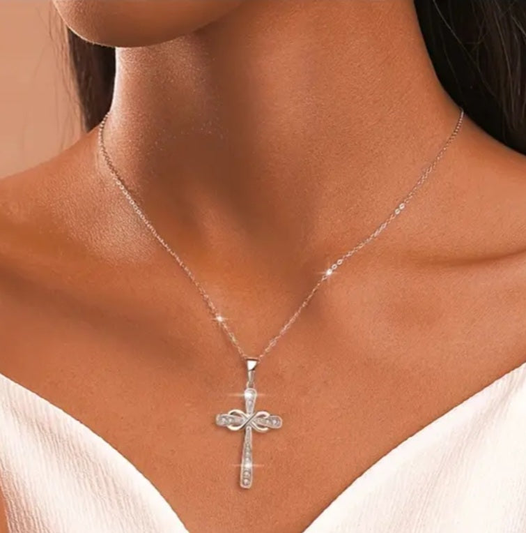 Necklace Titanium Infinity Cross with Zirconia's Small