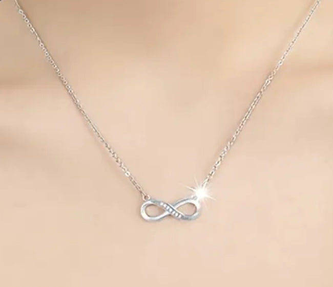 Necklace 925 Silver  Infinity Pendant with small Zirconia's