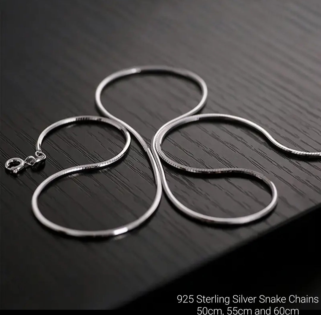 Chains 925 Silver Snake Bone Solid Chains