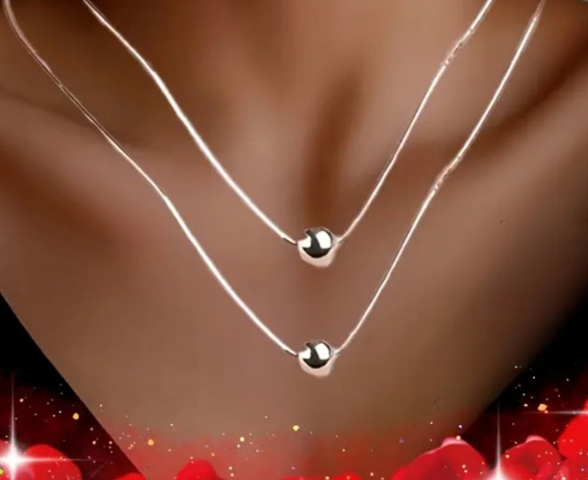 925 Sterling Small Ball Necklace Adjustable Size