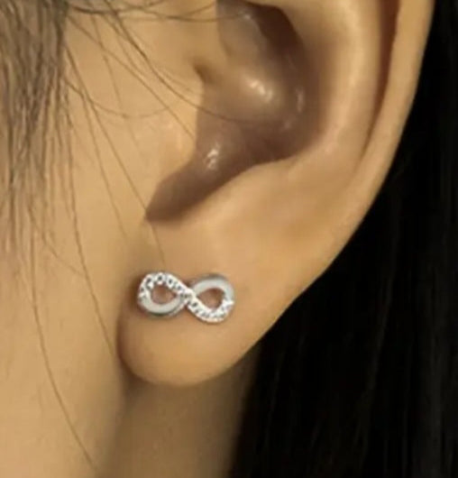 Earrings 925 Silver Infinity Studs with Zirconia's small