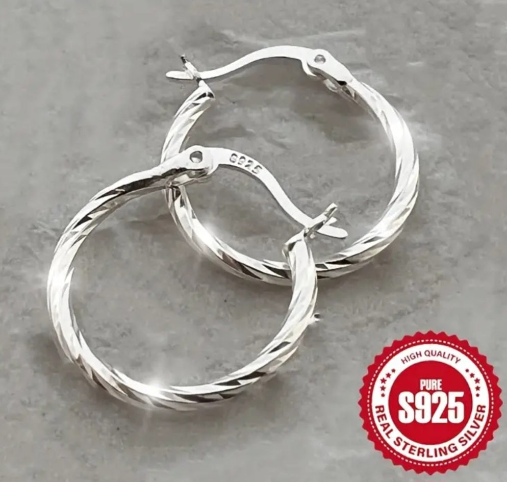 Earrings 925 Sterling Silver Hoops 1.5cm