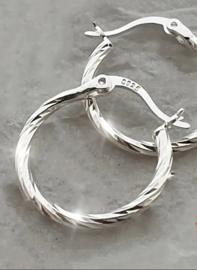 Earrings 925 Sterling Silver Hoops 1.5cm