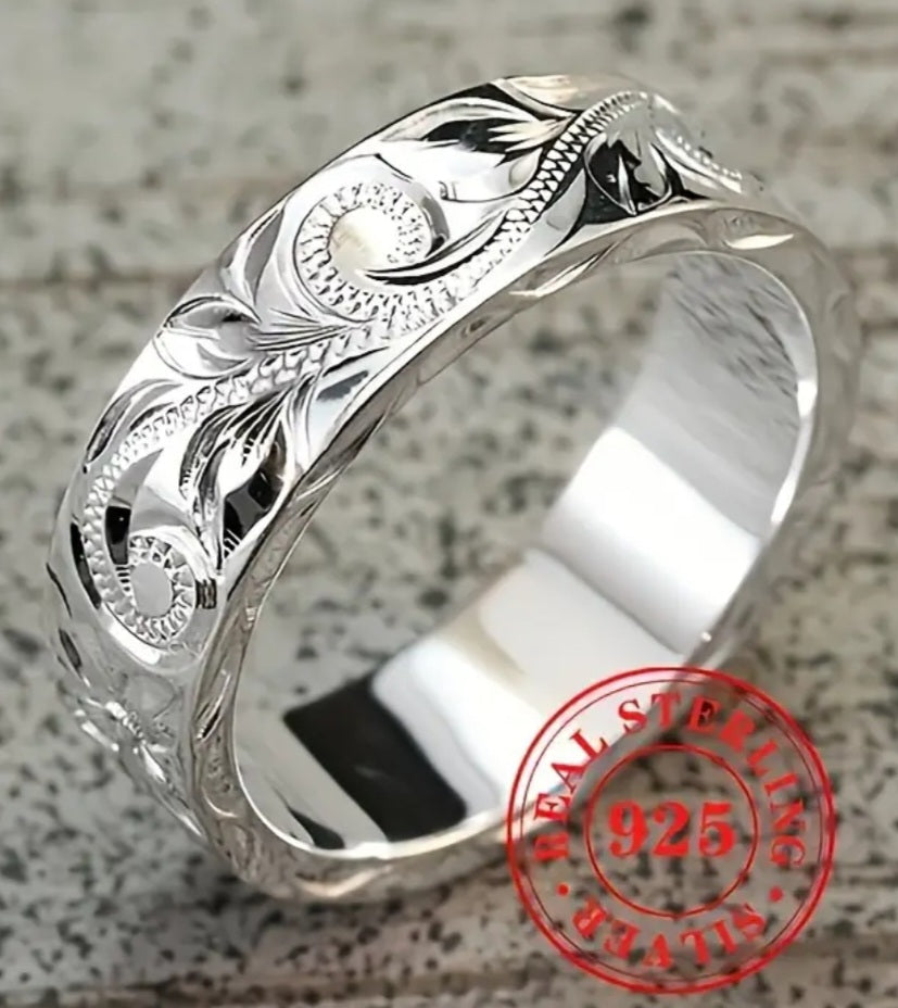 Rings 925 Sterling Silver Engraved Bands