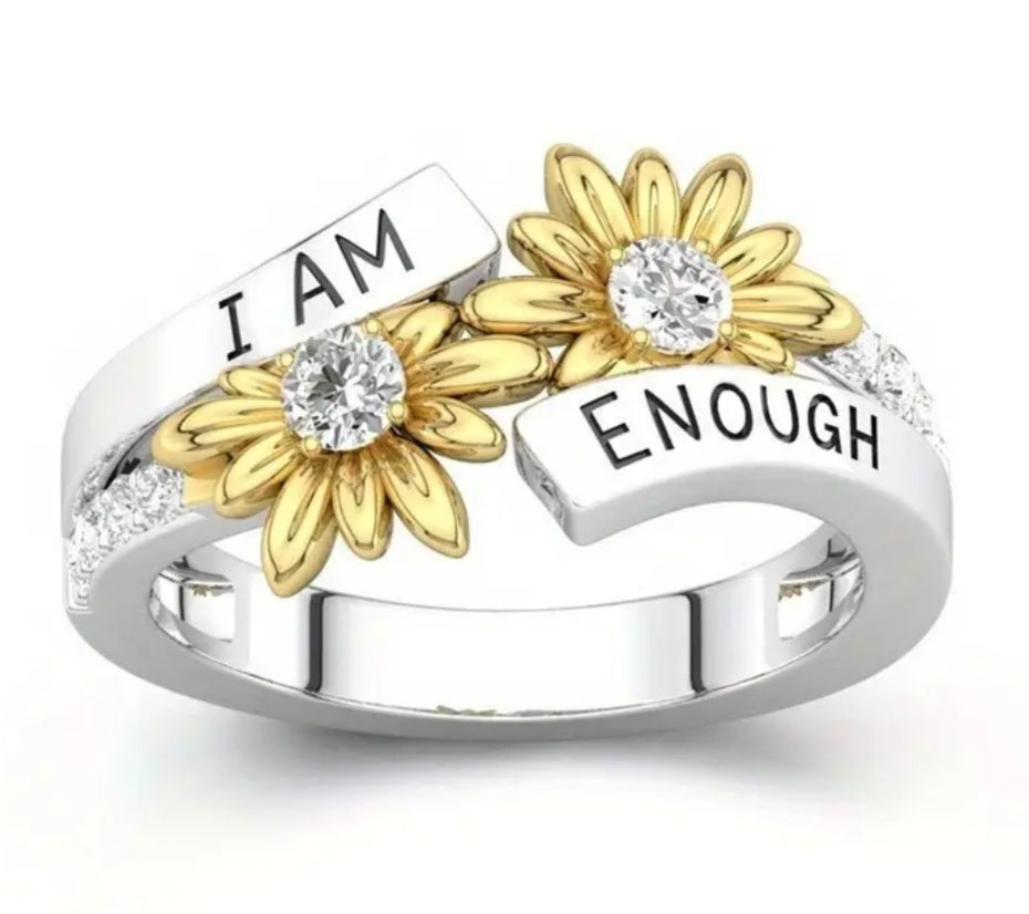 Rings I am Enough Sunflower Dress Ring for a Positive Reminder that you are enough