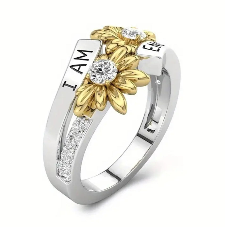 Rings I am Enough Sunflower Dress Ring for a Positive Reminder that you are enough