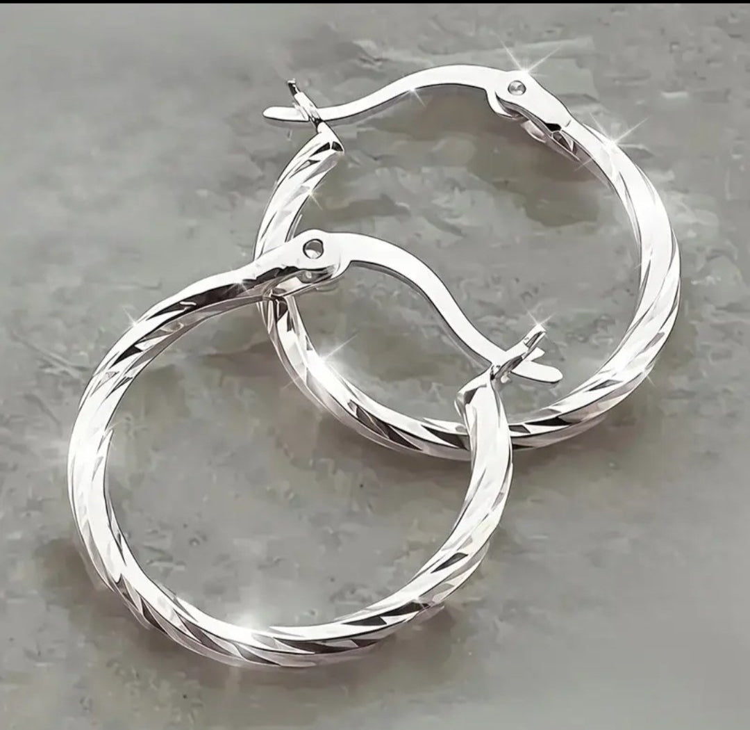 Earrings 925 Sterling Silver Hoops 1.5cm