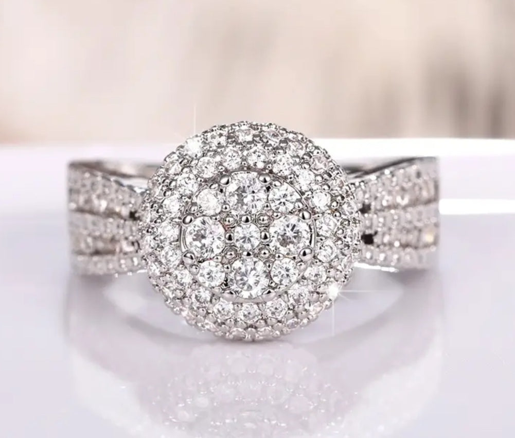 Rings Pure Titanium Luxury Micro Pave Zirconia's Ring (No Tarnish)