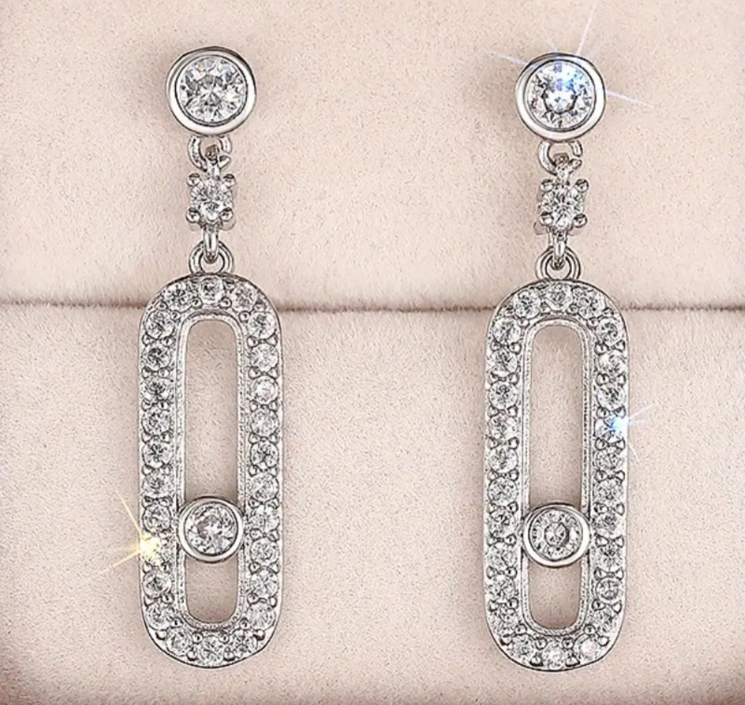 Errings Elegant Dangle Geometric Zirconia Real Titanium (No Tarnish)