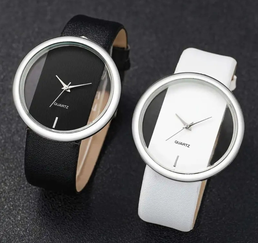 Watches Beautiful Quartz Watches with Matching Silver Heart Bracelets, Faux Leather adjustable design