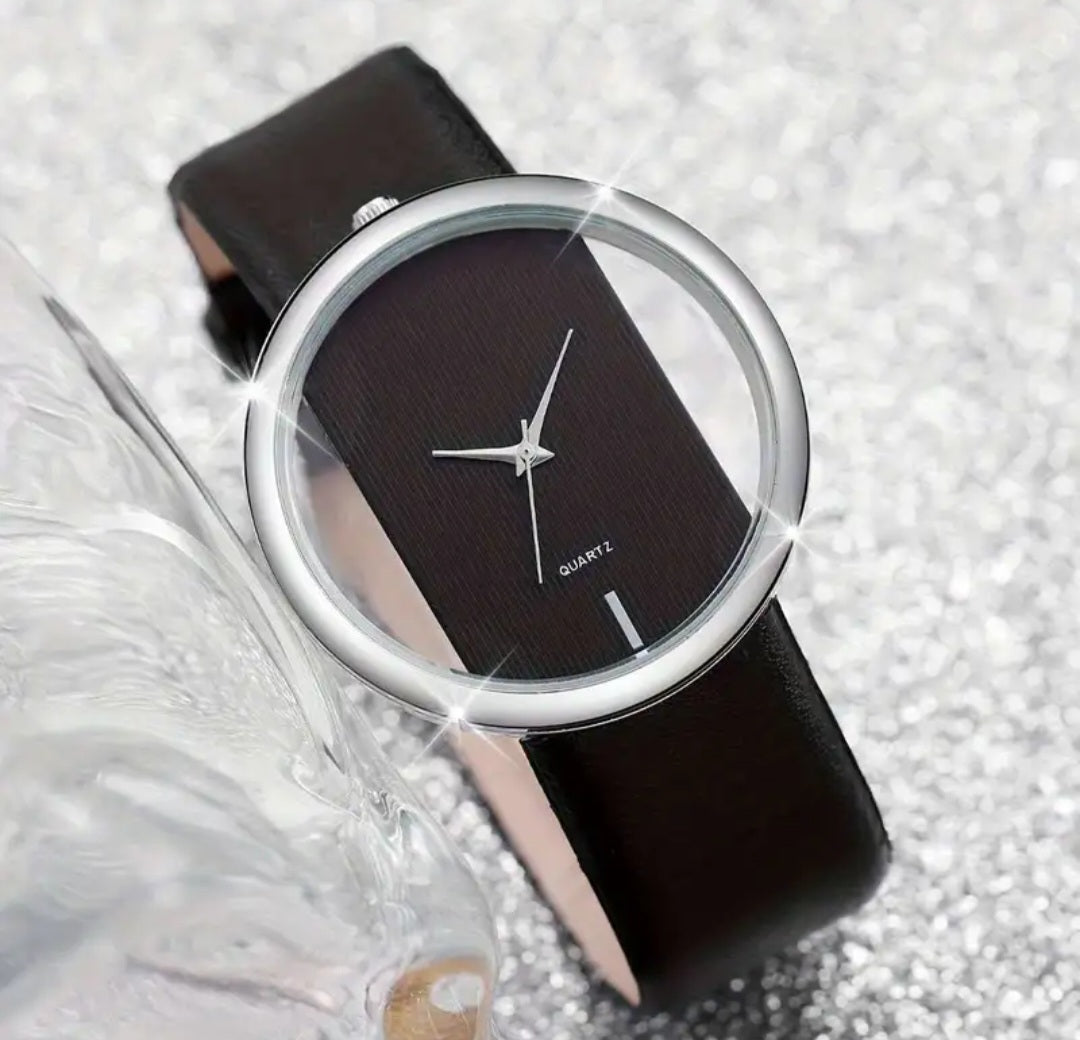 Watches Beautiful Quartz Watches with Matching Silver Heart Bracelets, Faux Leather adjustable design