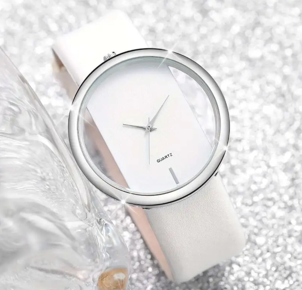 Watches Beautiful Quartz Watches with Matching Silver Heart Bracelets, Faux Leather adjustable design