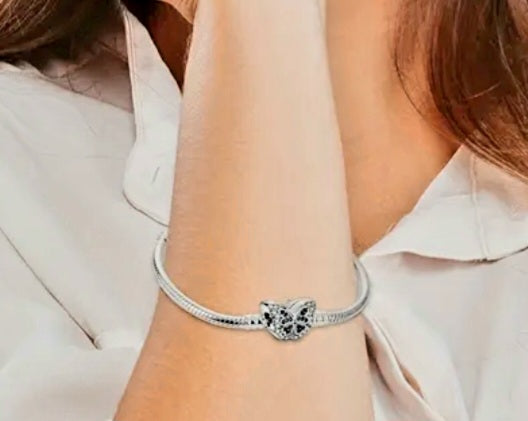 Bracelet 925 Silver Blue Zirconia's Butterfly Charm Bracelet 20cm