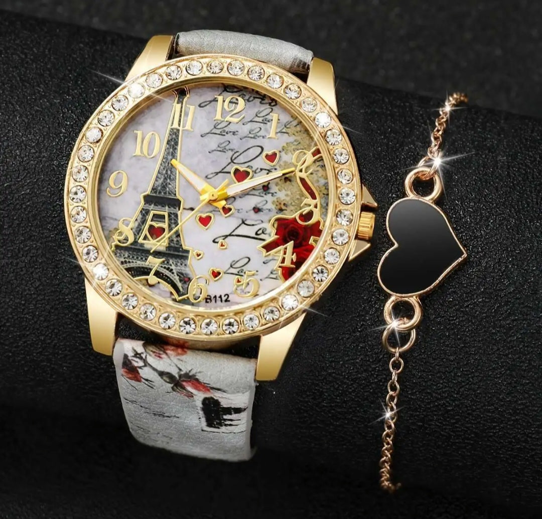 Watches Beautiful Multicolor Quartz Watch and Bracelet set.
